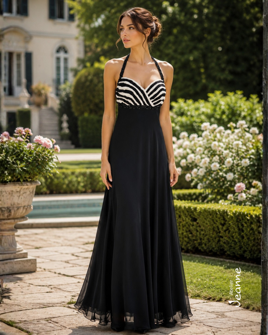 Abito Impero in Chiffon di Seta con Coppe Lavorate – Taglia 42