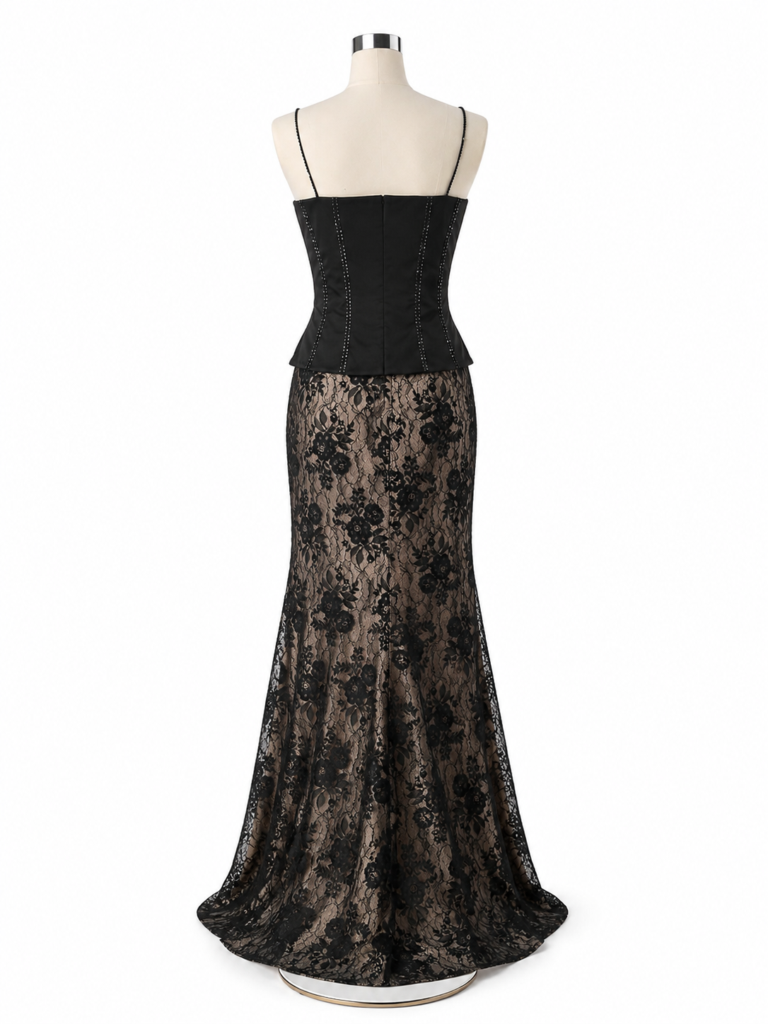Abito due pezzi con gonna sirena in pizzo Chantilly e corsetto ricamato