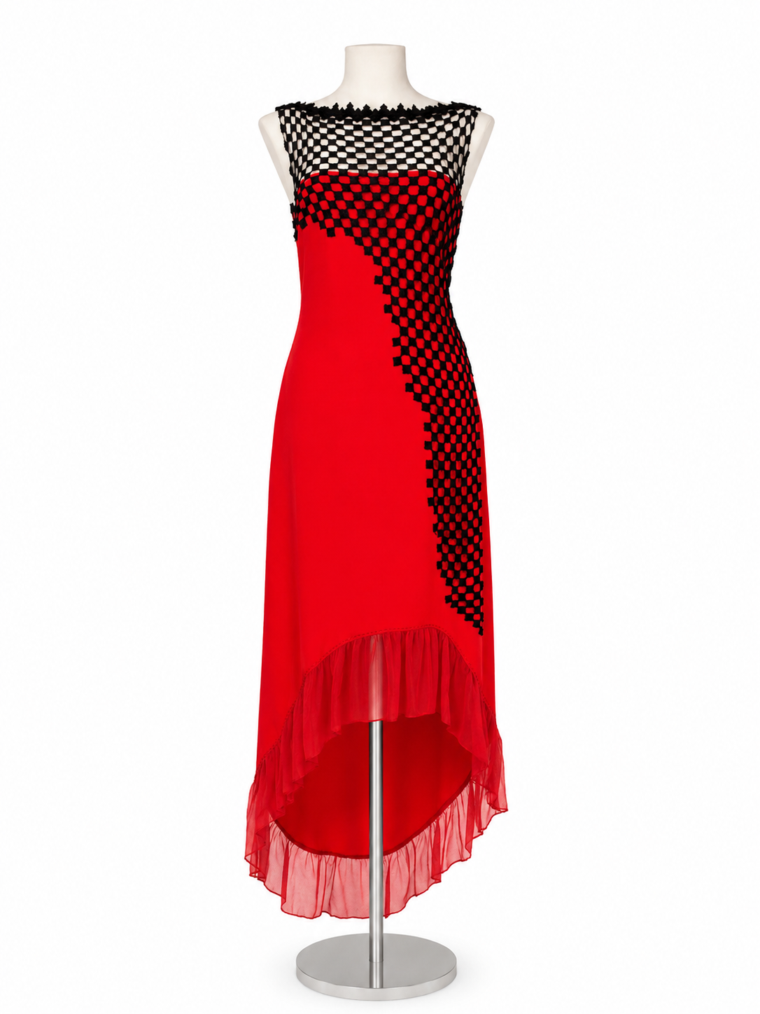 Abito da Cerimonia in Georgette, Organza e Shantung di Seta Pura