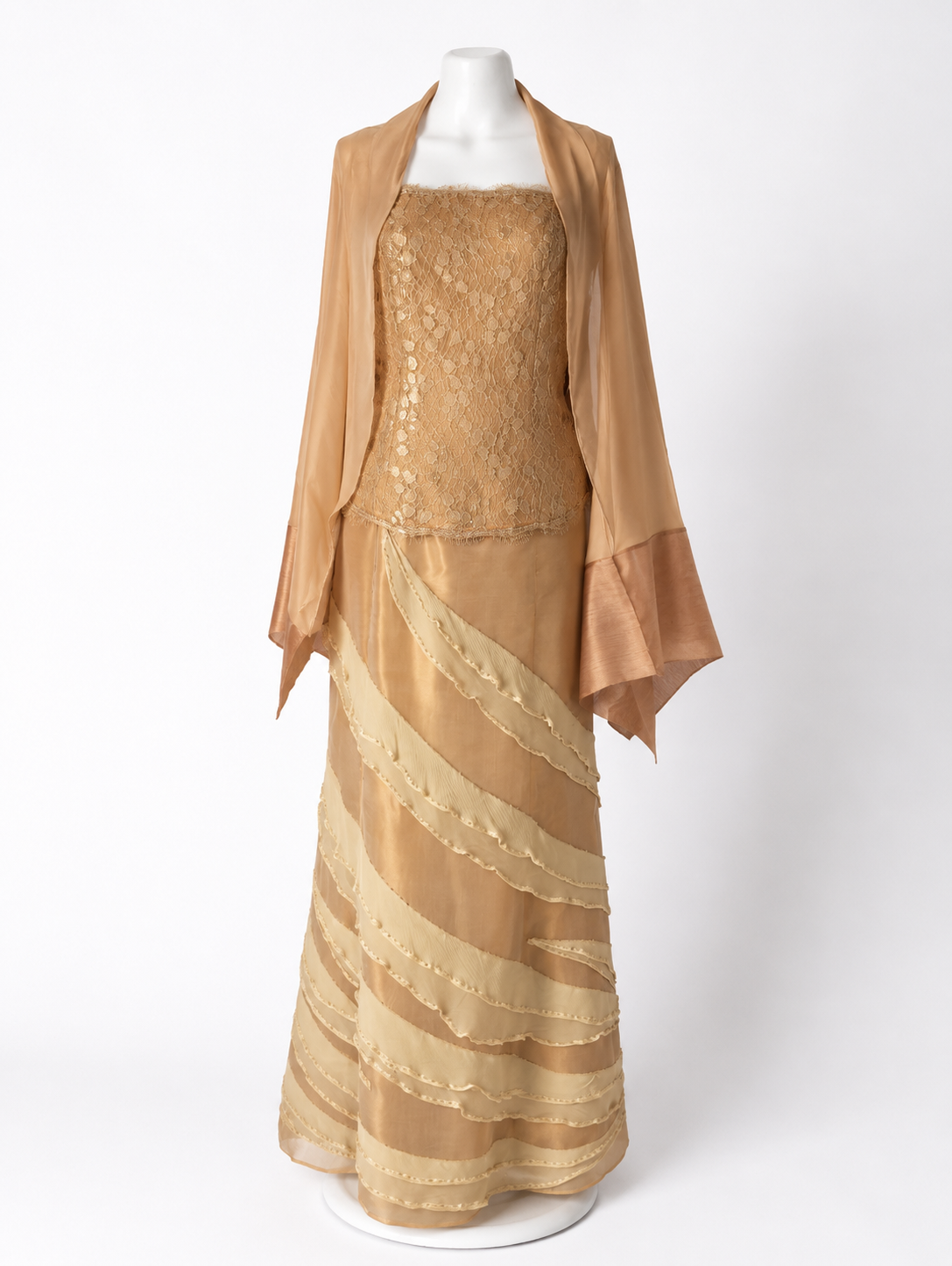Abito Due Pezzi Sirena con Gonna in Organza Mikado e Top in Pizzo Chantilly