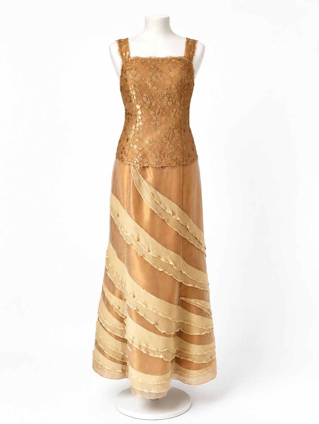 Abito Due Pezzi Sirena con Gonna in Organza Mikado e Top in Pizzo Chantilly